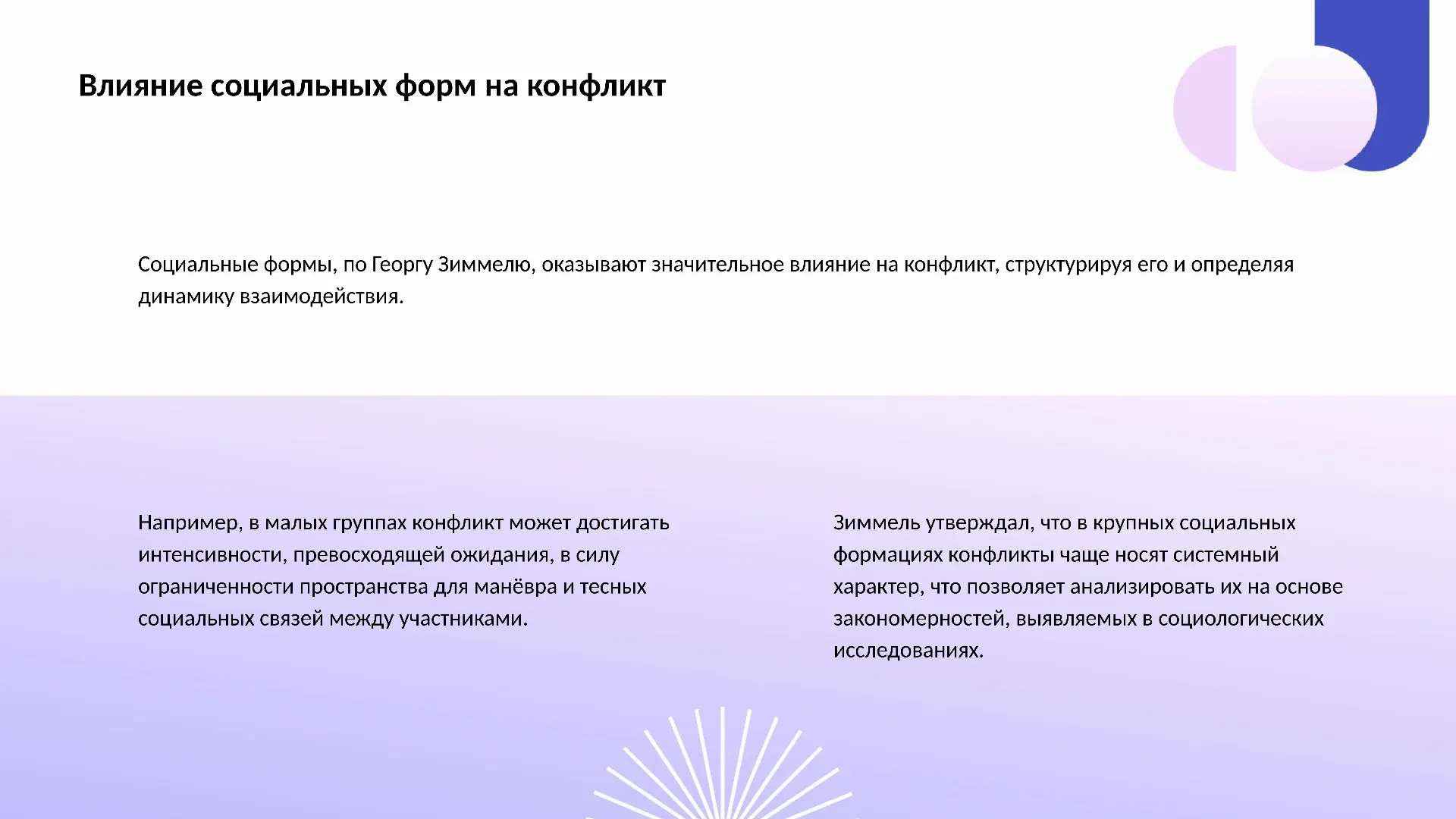 Влияние социальных форм на конфликт - слайд для презентации на тему 