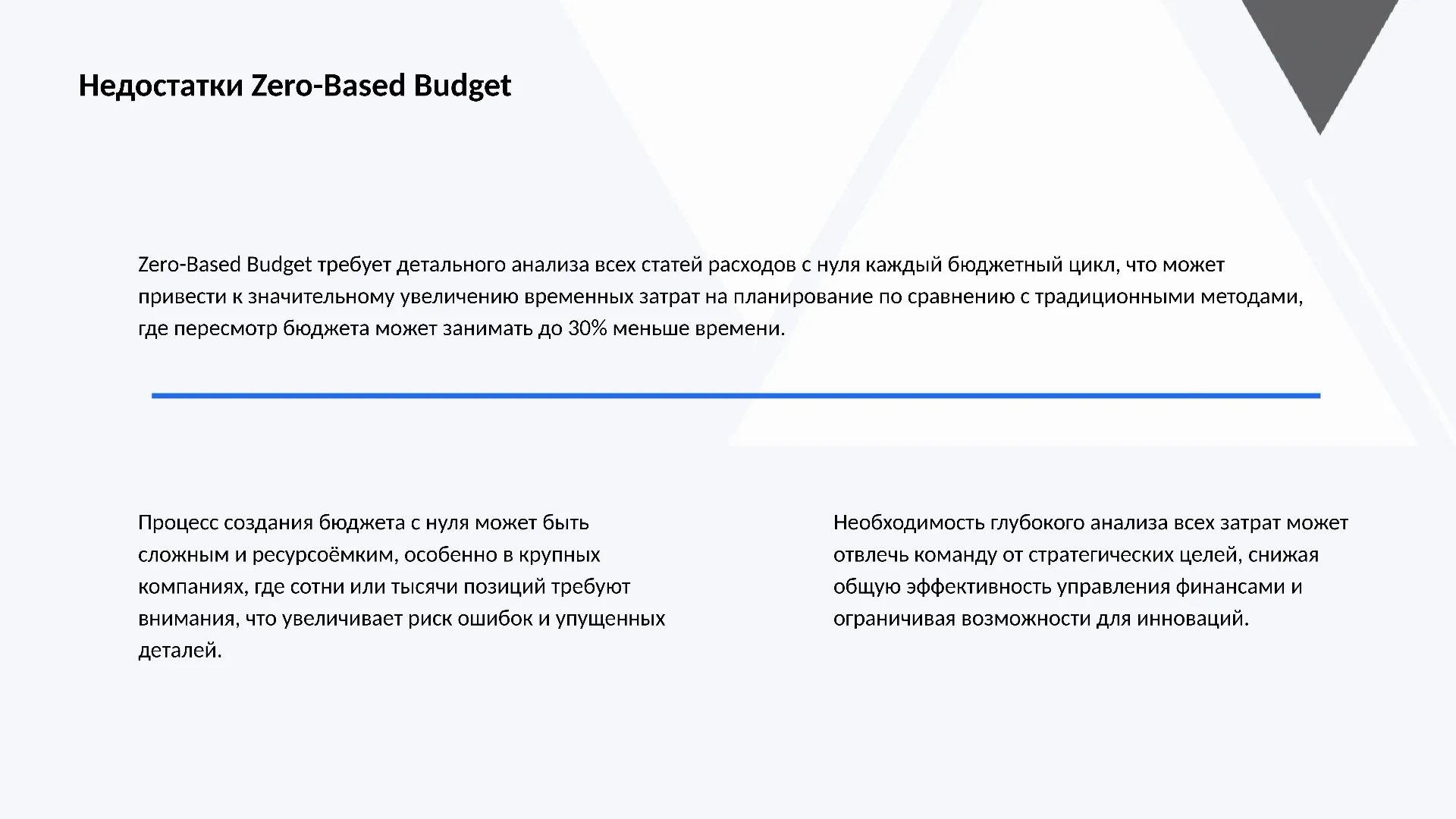 Недостатки Zero-Based Budget - слайд для презентации на тему 