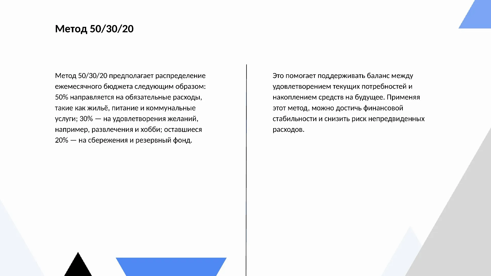 Метод 50/30/20 - слайд для презентации на тему 