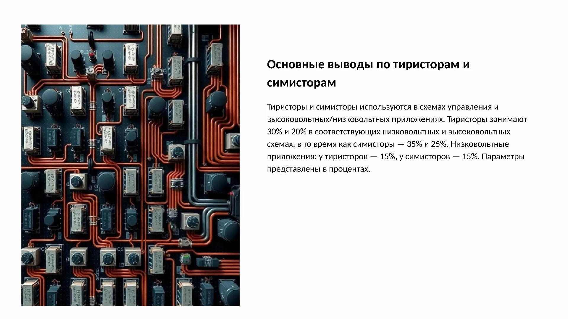 Основные выводы по тиристорам и симисторам - слайд для презентации на тему 