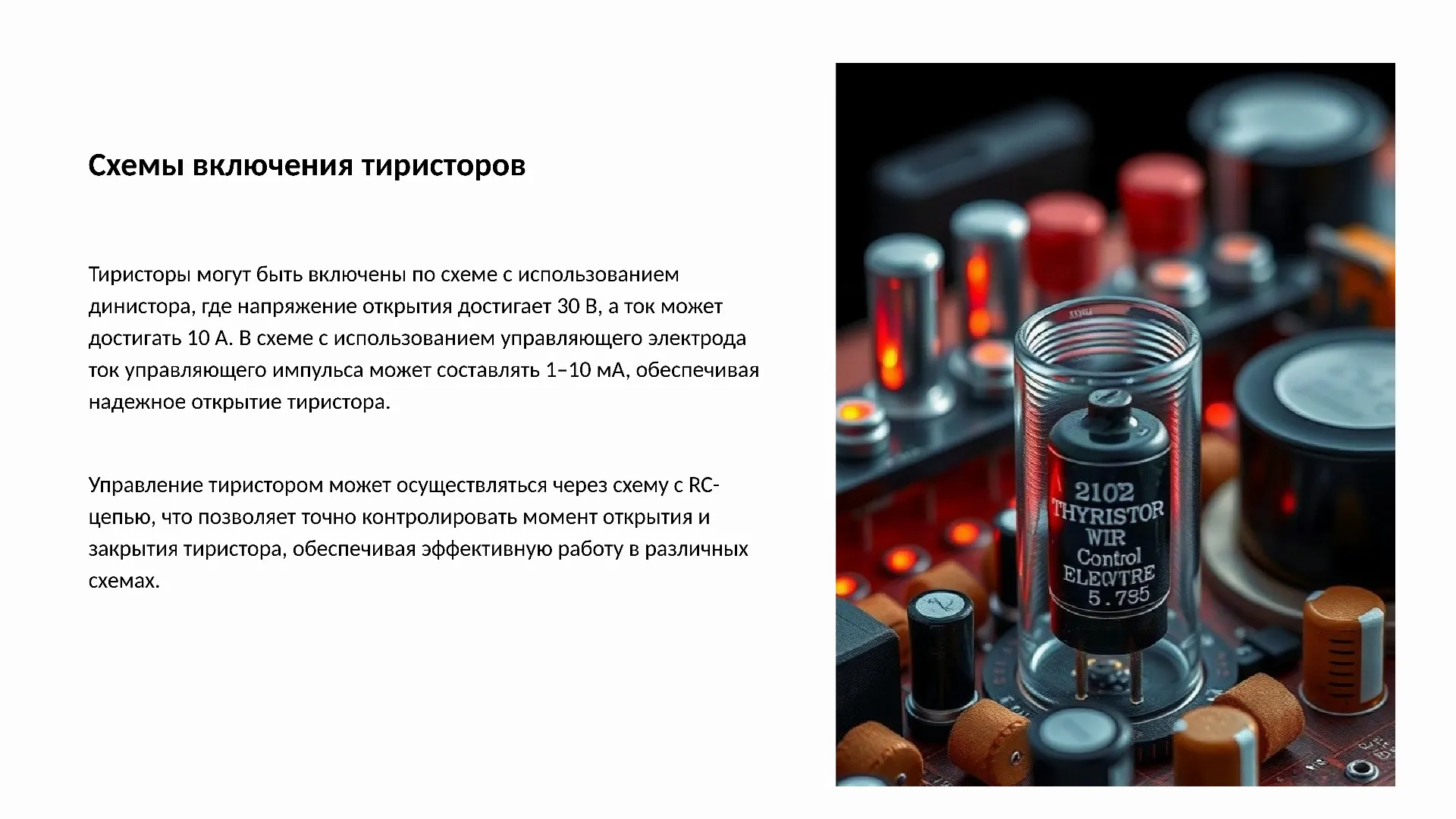 Схемы включения тиристоров - слайд для презентации на тему 