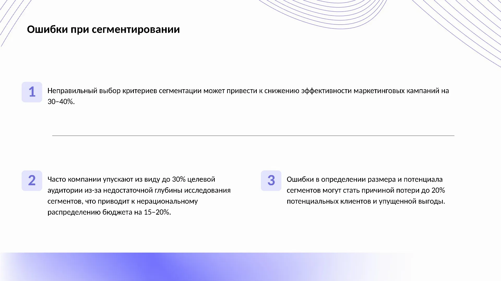Ошибки при сегментировании - слайд для презентации на тему 