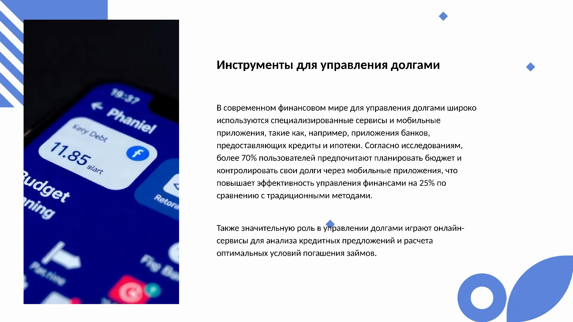 Инструменты для управления долгами - слайд для презентации на тему 