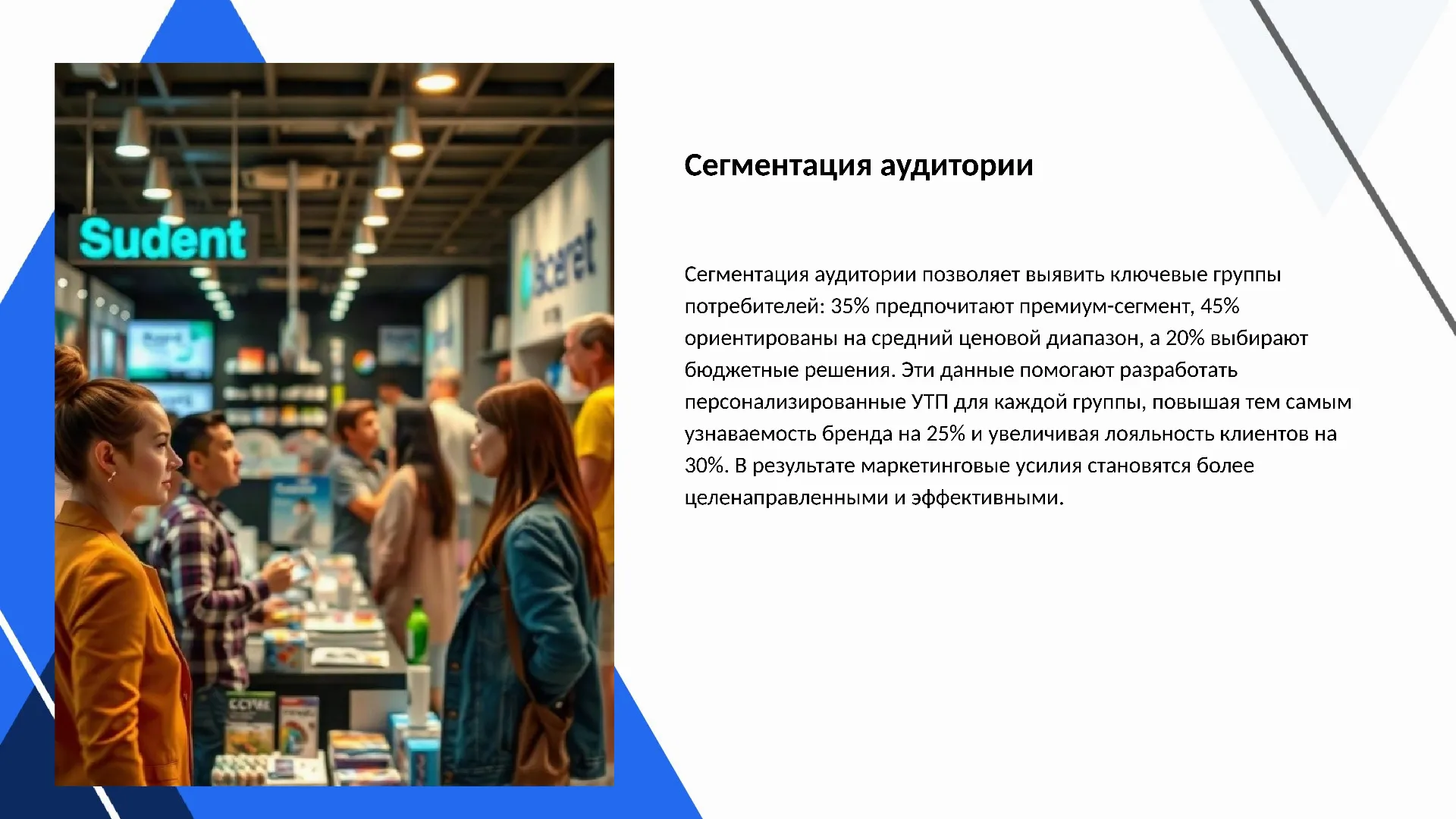 Сегментация аудитории - слайд для презентации на тему 