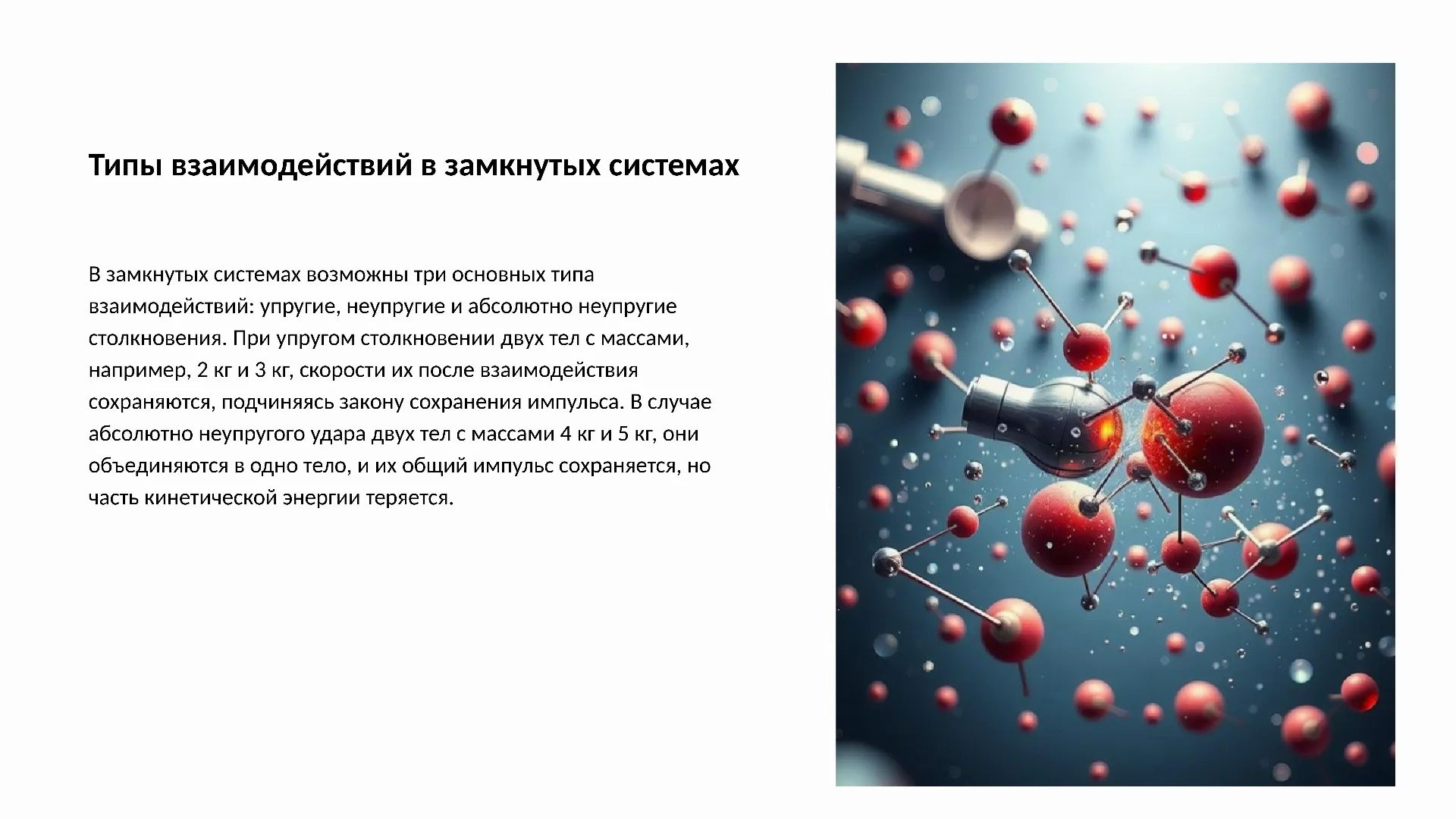 Типы взаимодействий в замкнутых системах - слайд для презентации на тему 