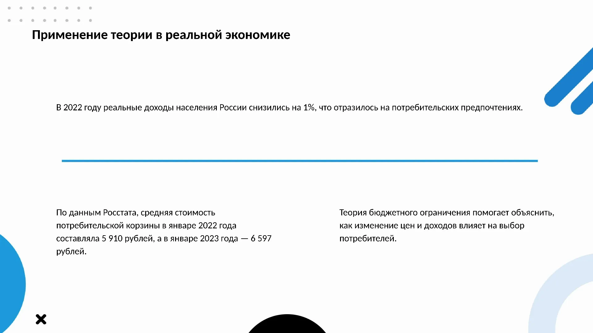 Применение теории в реальной экономике - слайд для презентации на тему 