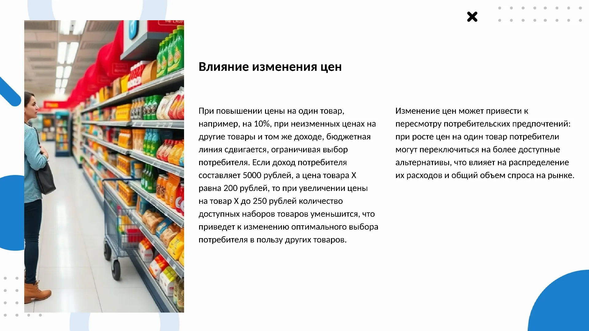 Влияние изменения цен - слайд для презентации на тему 