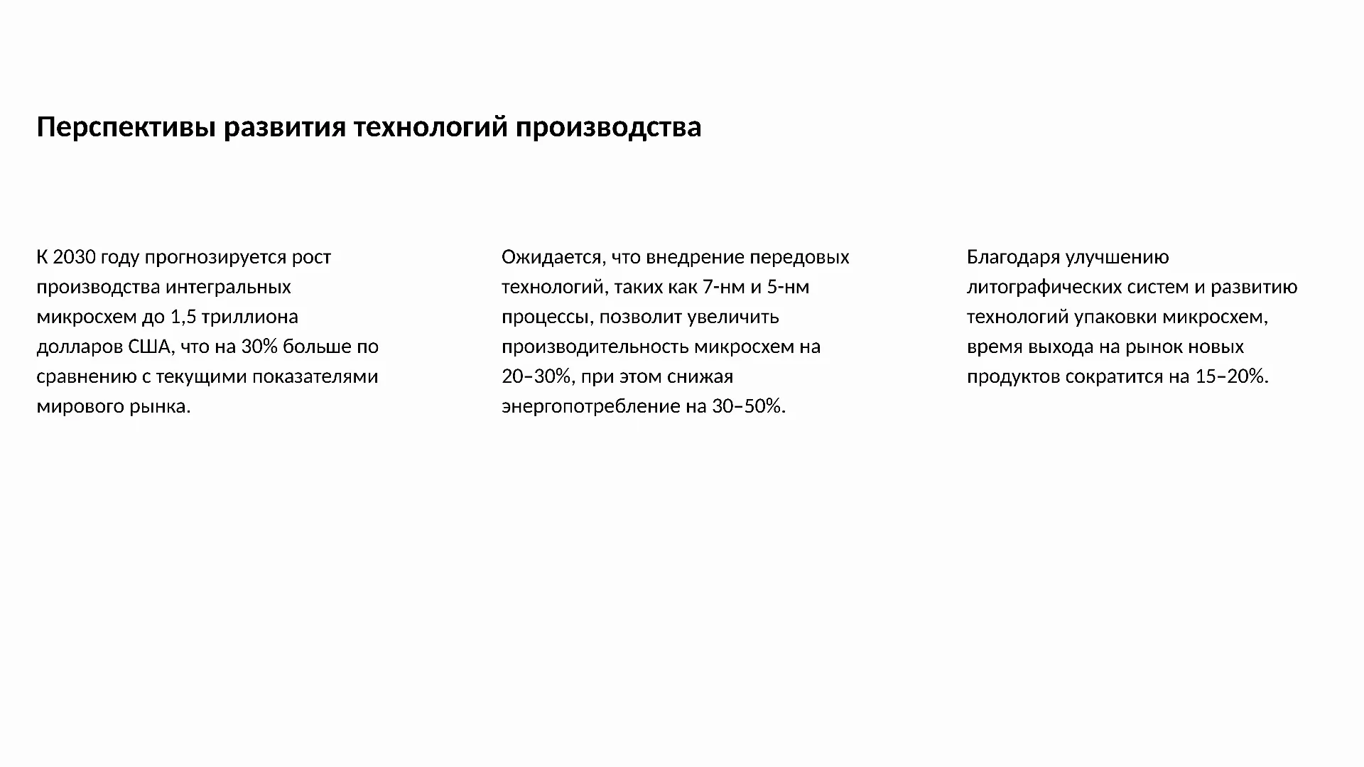 Перспективы развития технологий производства - слайд для презентации на тему 
