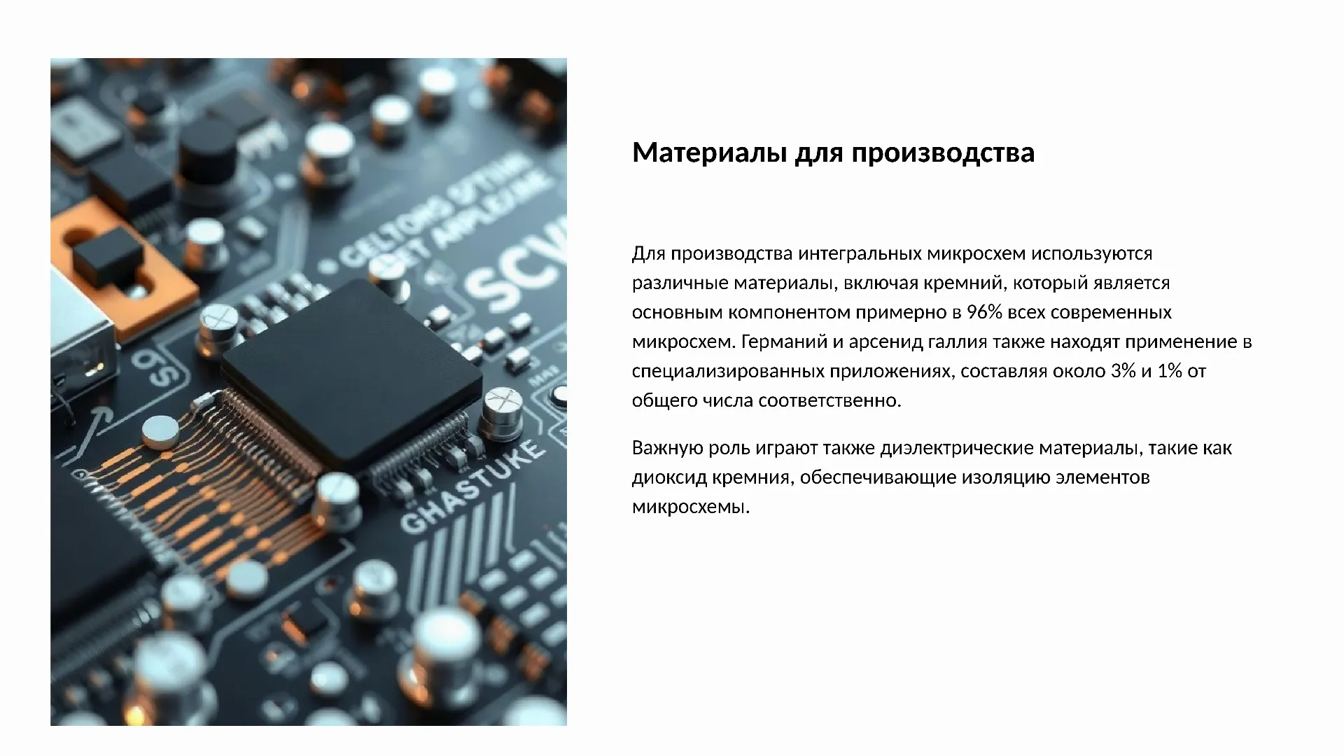 Материалы для производства - слайд для презентации на тему 