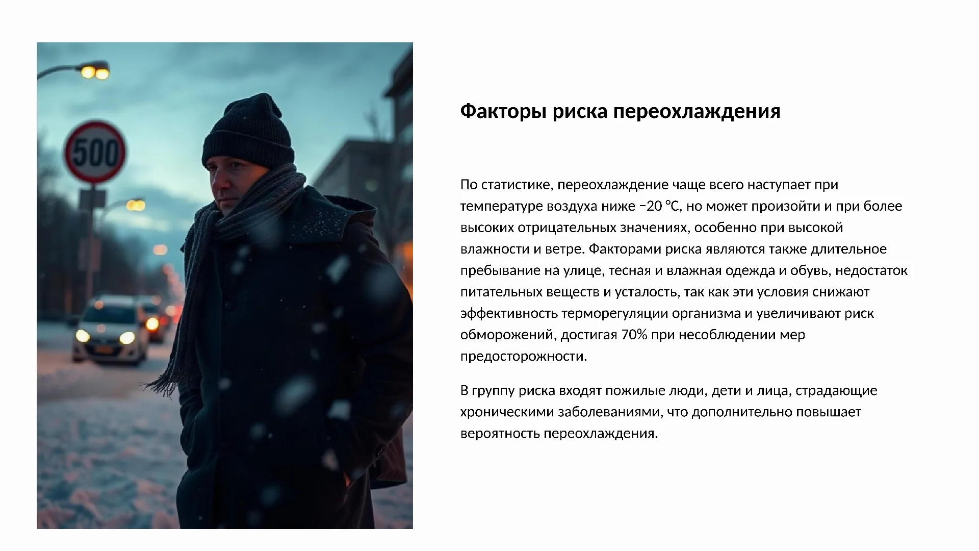 Факторы риска переохлаждения - слайд для презентации на тему 