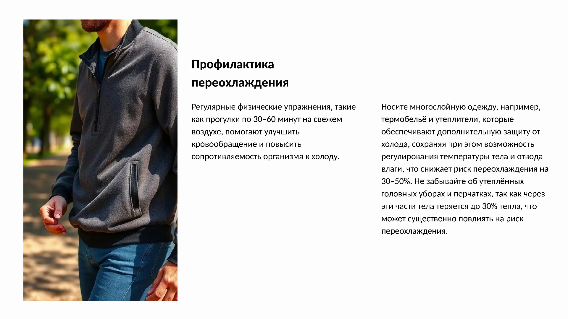 Профилактика переохлаждения - слайд для презентации на тему 