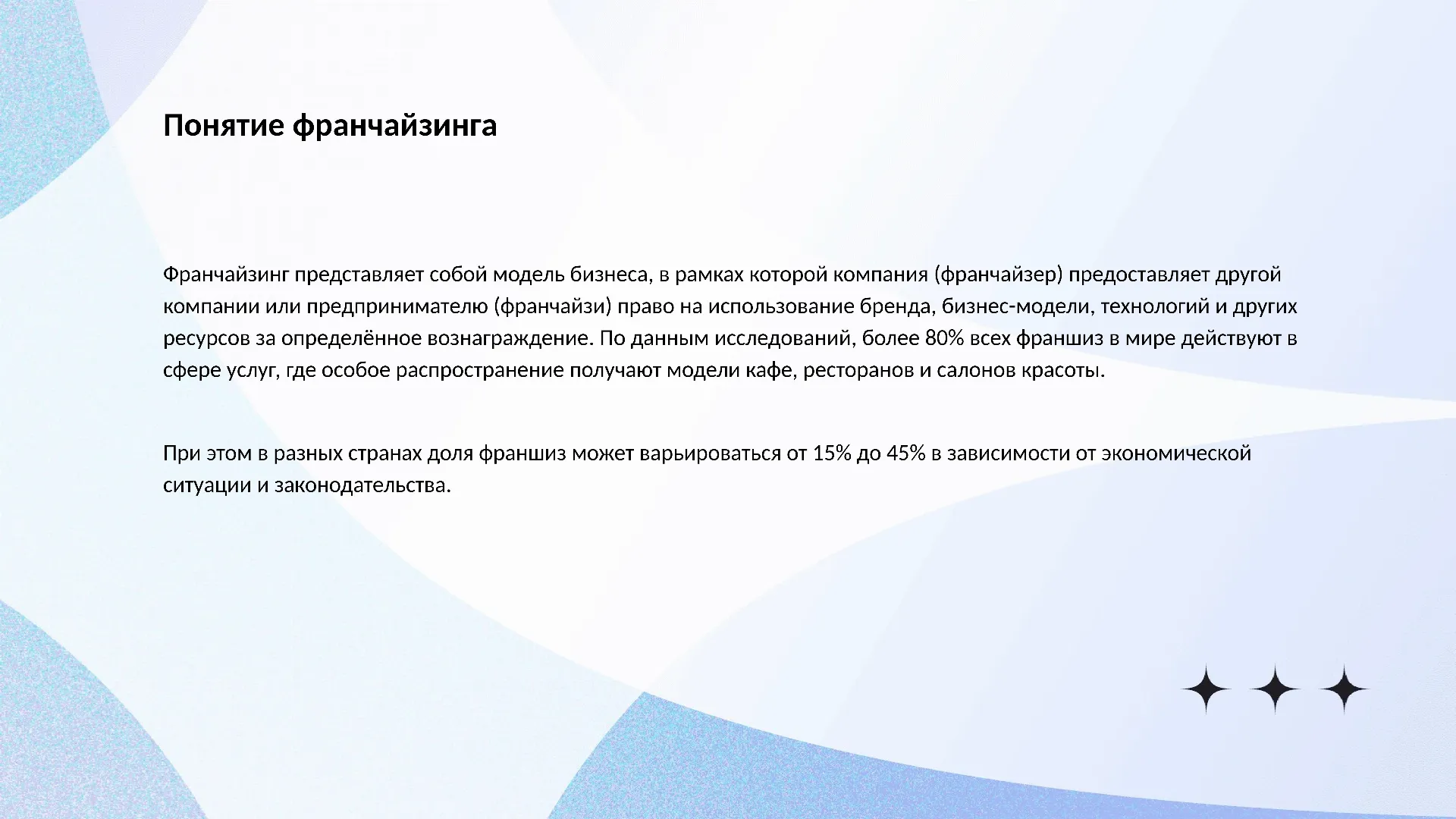 Понятие франчайзинга - слайд для презентации на тему 