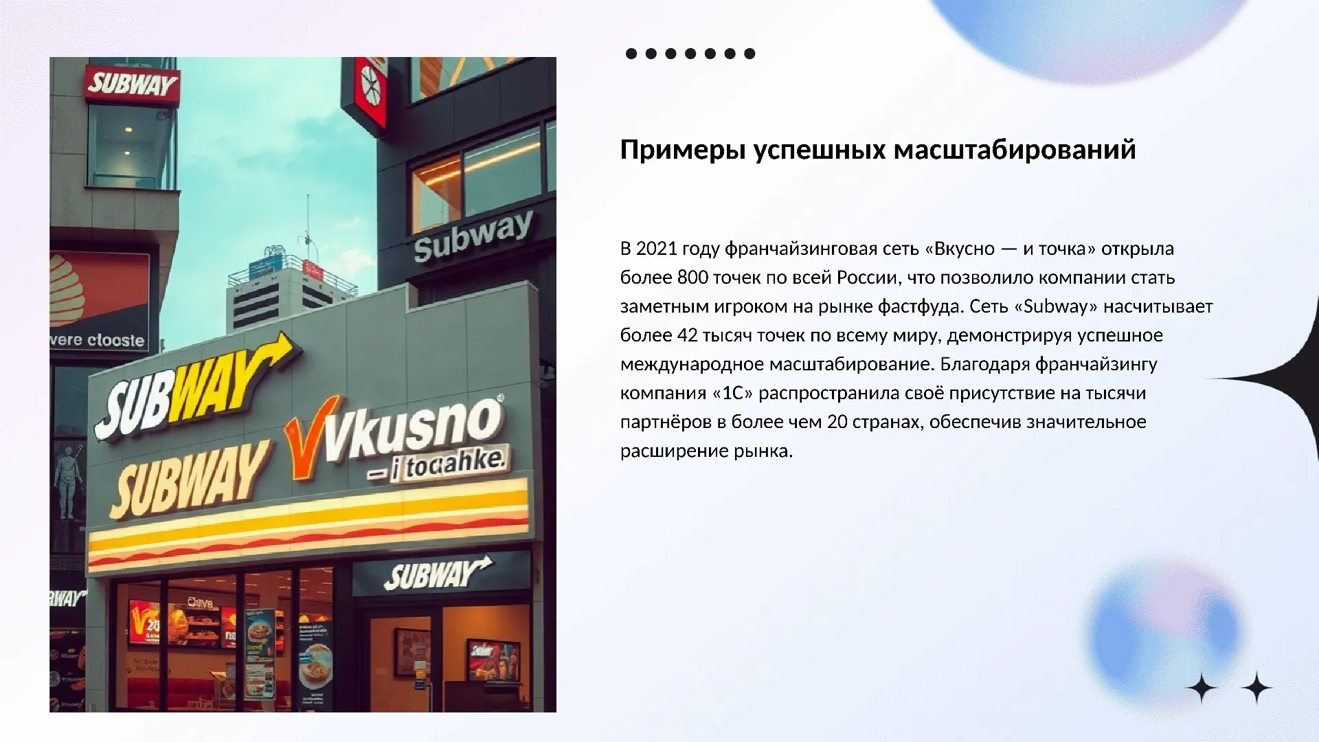 Примеры успешных масштабирований - слайд для презентации на тему 