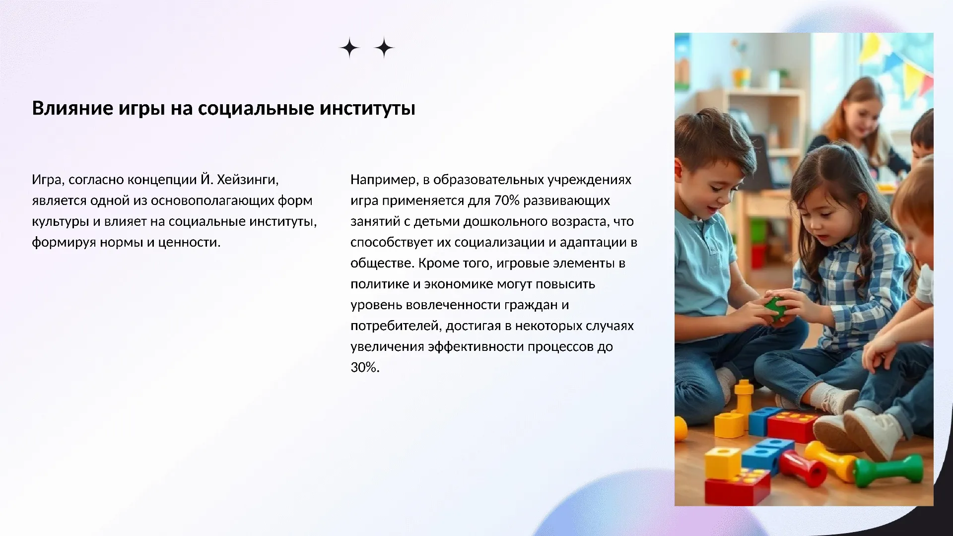 Влияние игры на социальные институты - слайд для презентации на тему 