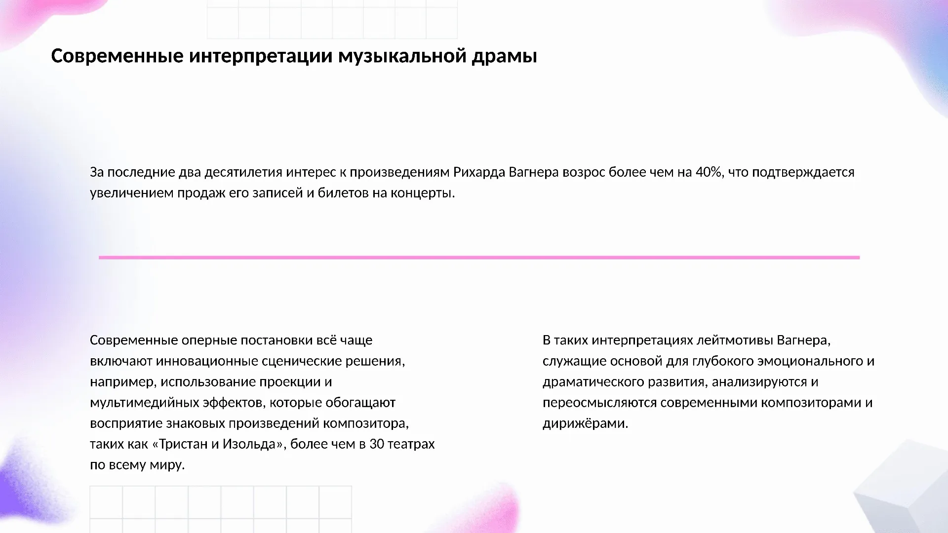 Современные интерпретации музыкальной драмы - слайд для презентации на тему 