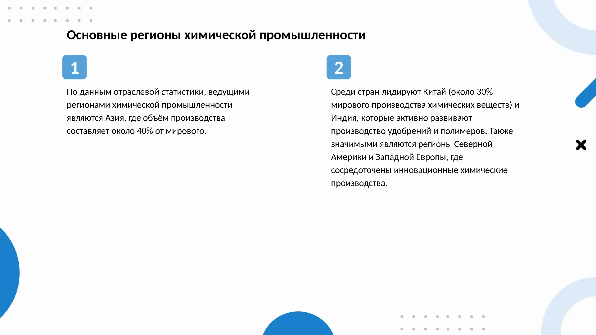 Основные регионы химической промышленности - слайд для презентации на тему 