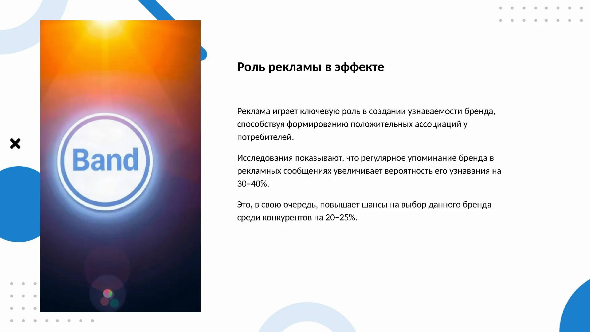 Роль рекламы в эффекте - слайд для презентации на тему 