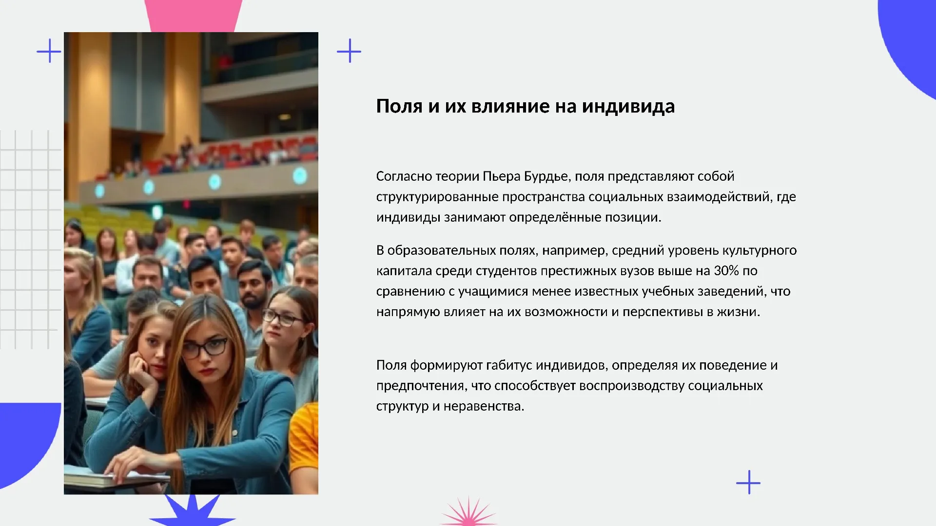 Поля и их влияние на индивида - слайд для презентации на тему 