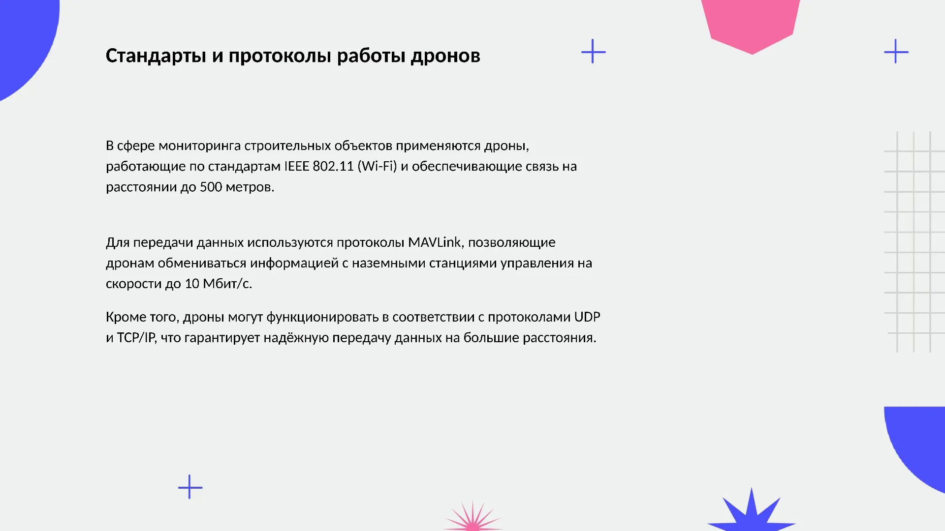 Стандарты и протоколы работы дронов - слайд для презентации на тему 