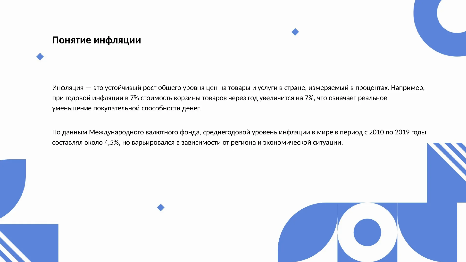 Понятие инфляции - слайд для презентации на тему 