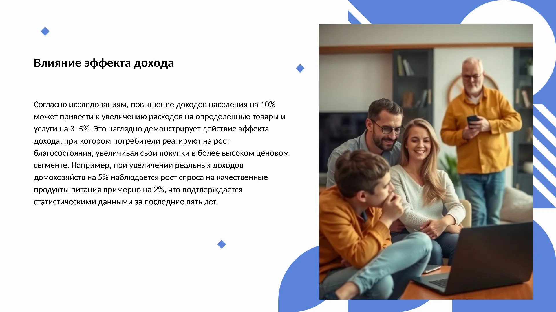 Влияние эффекта дохода - слайд для презентации на тему 