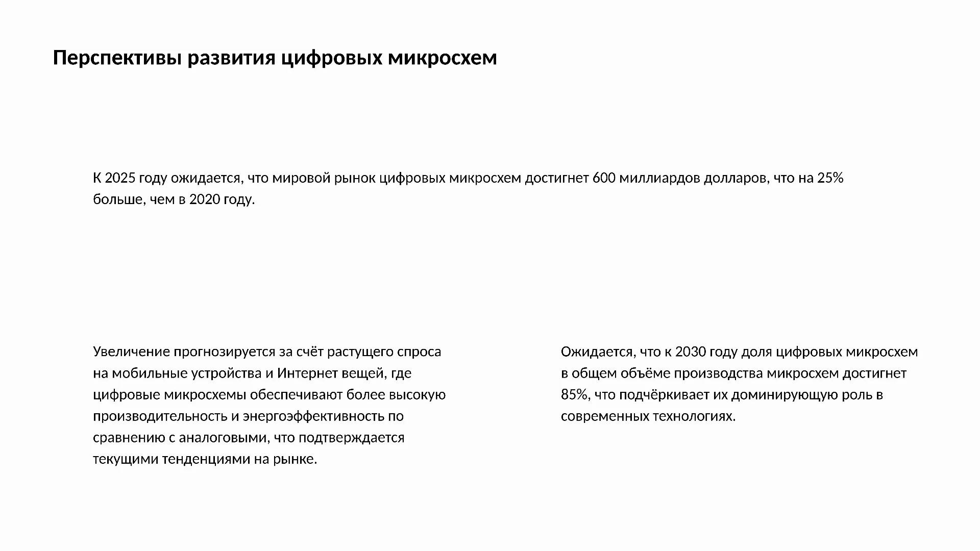 Перспективы развития цифровых микросхем - слайд для презентации на тему 
