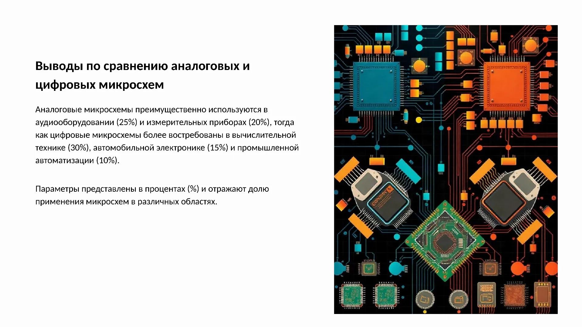 Выводы по сравнению аналоговых и цифровых микросхем - слайд для презентации на тему 