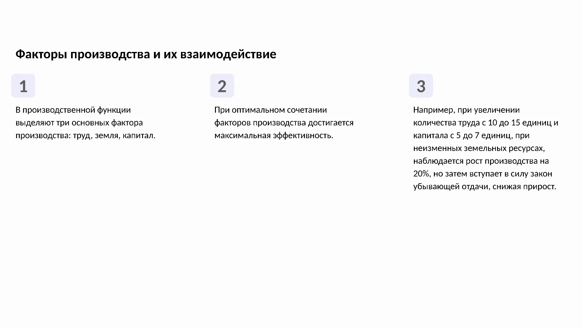 Факторы производства и их взаимодействие - слайд для презентации на тему 