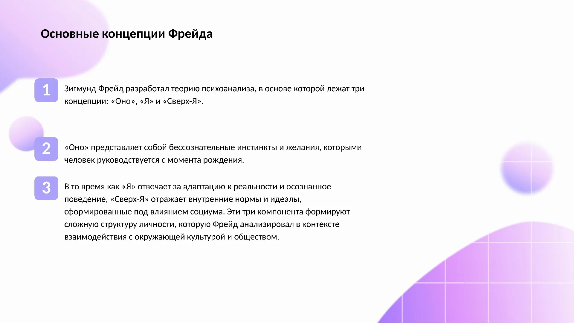 Основные концепции Фрейда - слайд для презентации на тему 