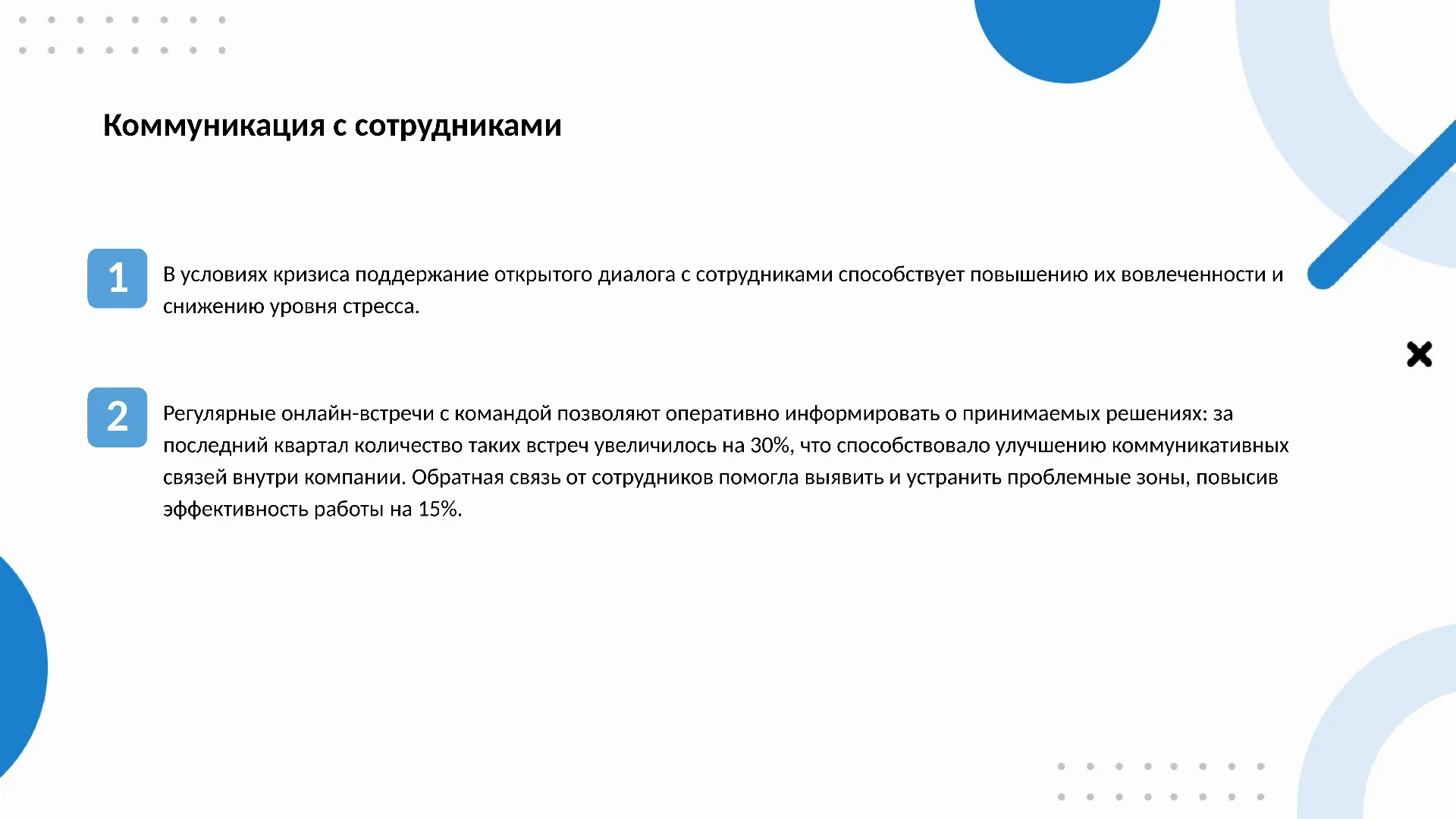 Коммуникация с сотрудниками - слайд для презентации на тему 