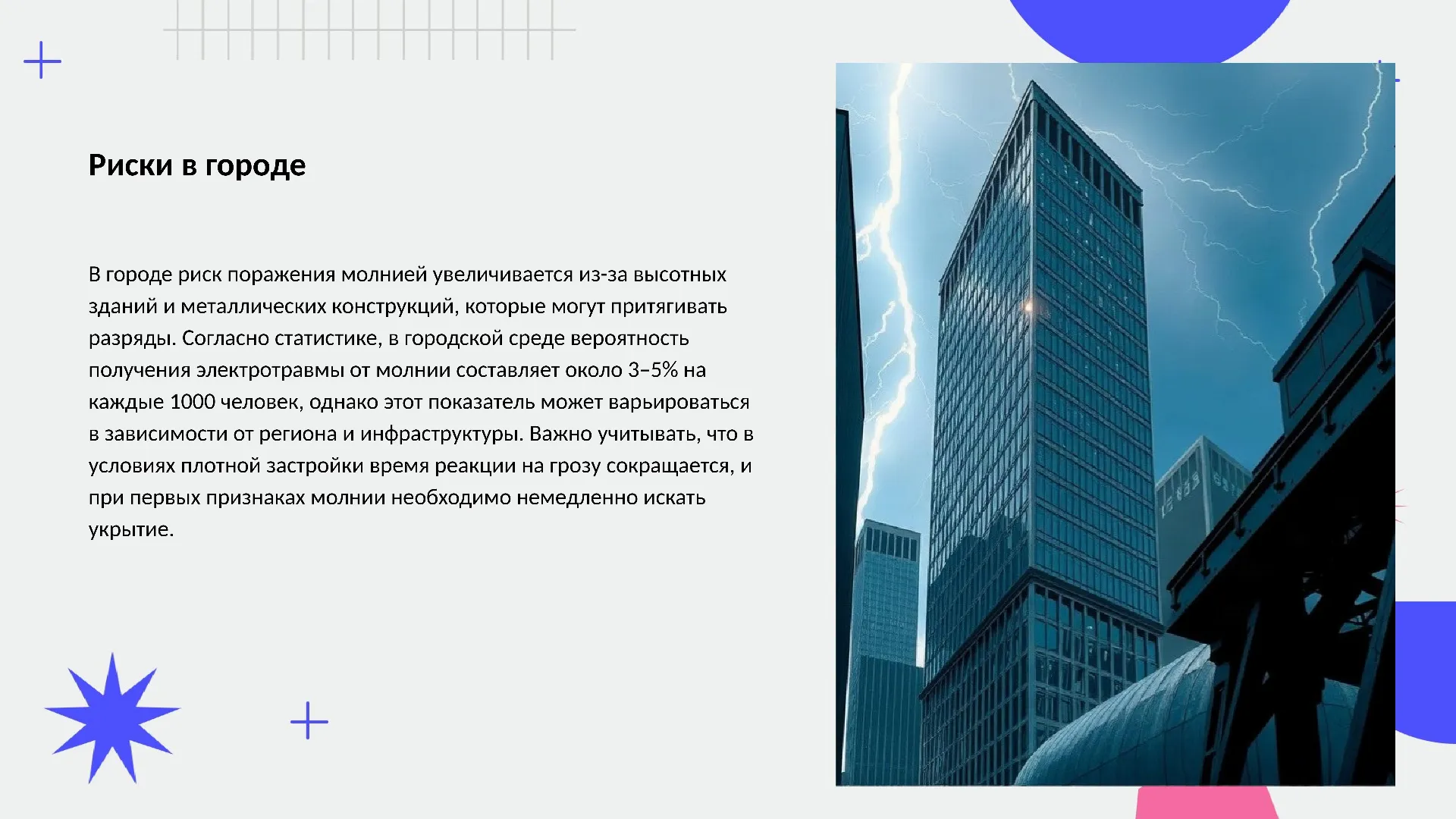 Риски в городе - слайд для презентации на тему 
