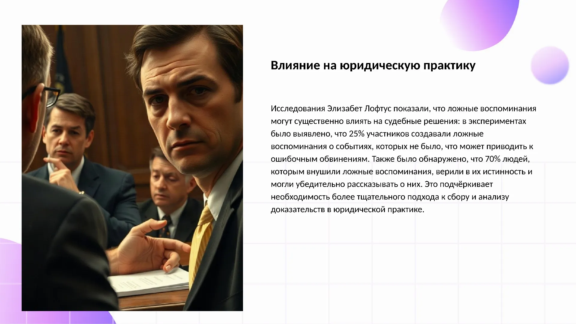 Влияние на юридическую практику - слайд для презентации на тему 
