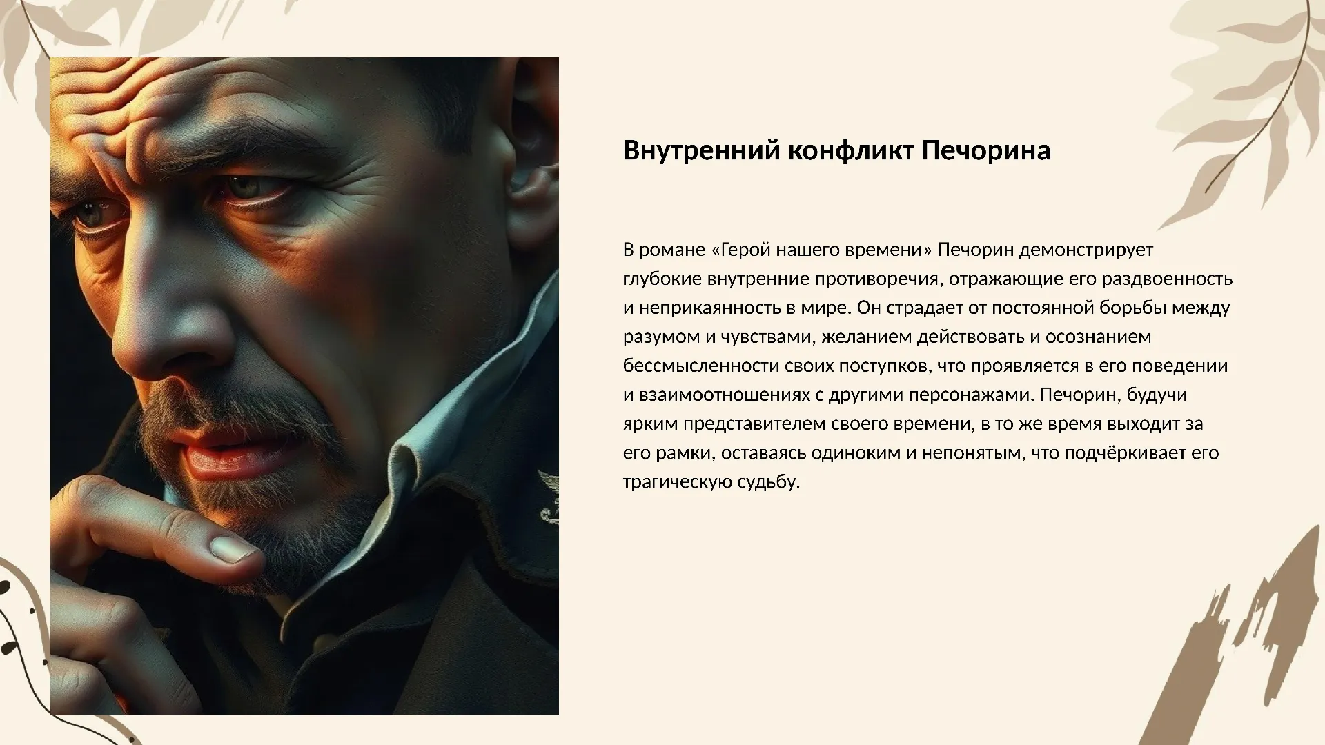 Внутренний конфликт Печорина - слайд для презентации на тему 