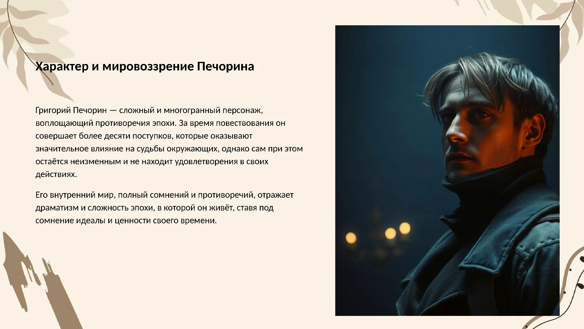 Характер и мировоззрение Печорина - слайд для презентации на тему 