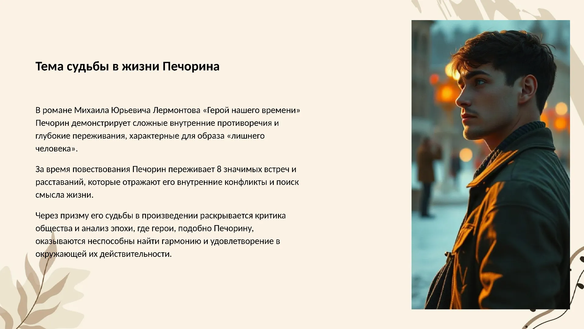 Тема судьбы в жизни Печорина - слайд для презентации на тему 