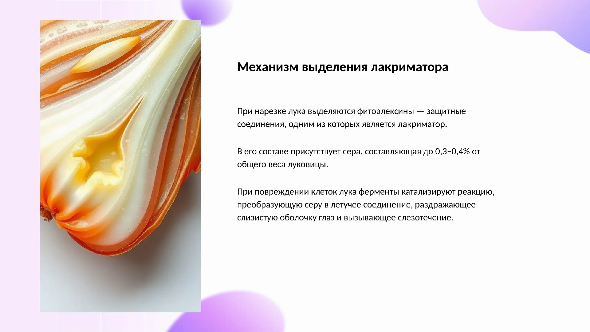 Механизм выделения лакриматора - слайд для презентации на тему 