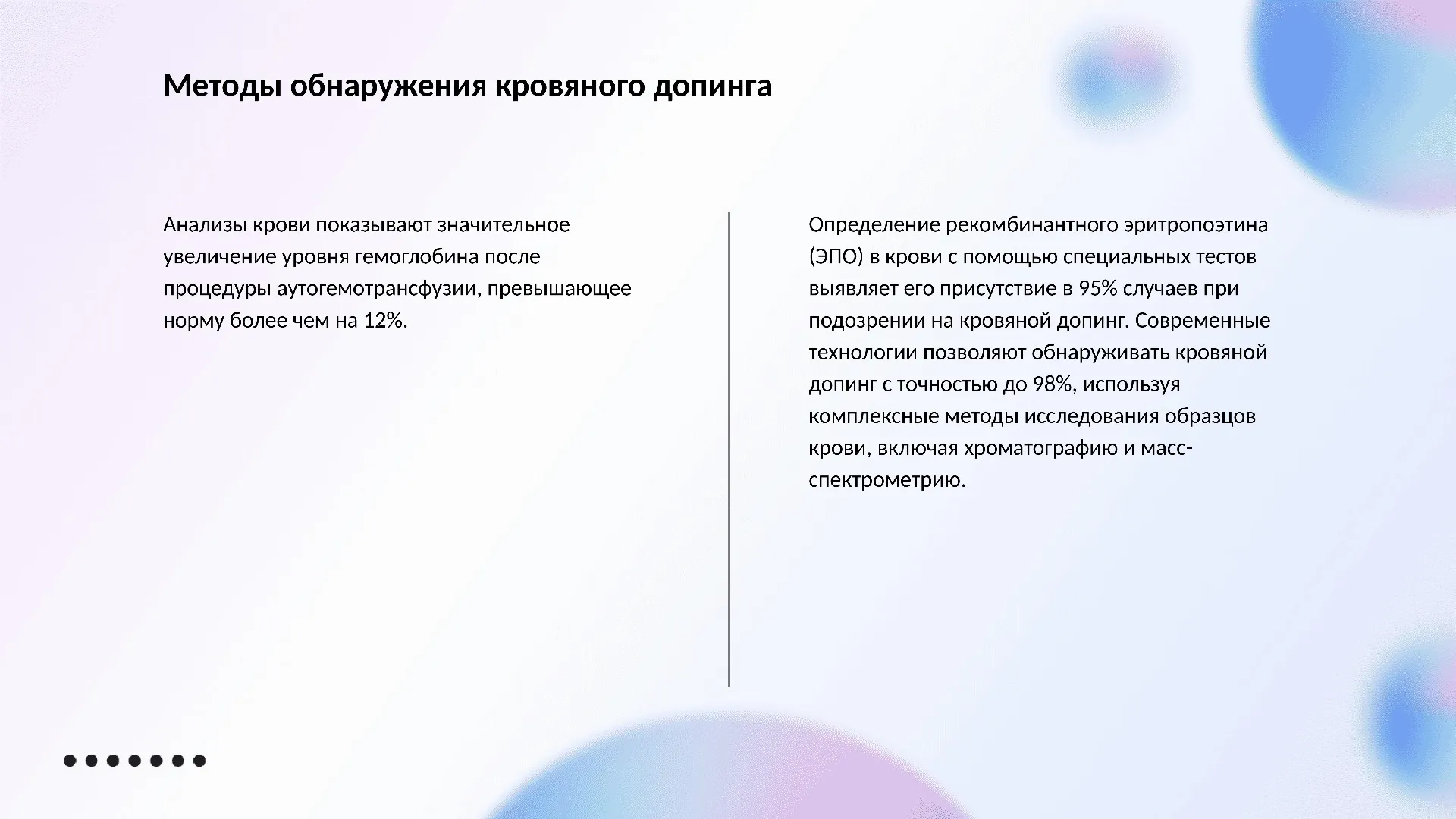 Методы обнаружения кровяного допинга - слайд для презентации на тему 