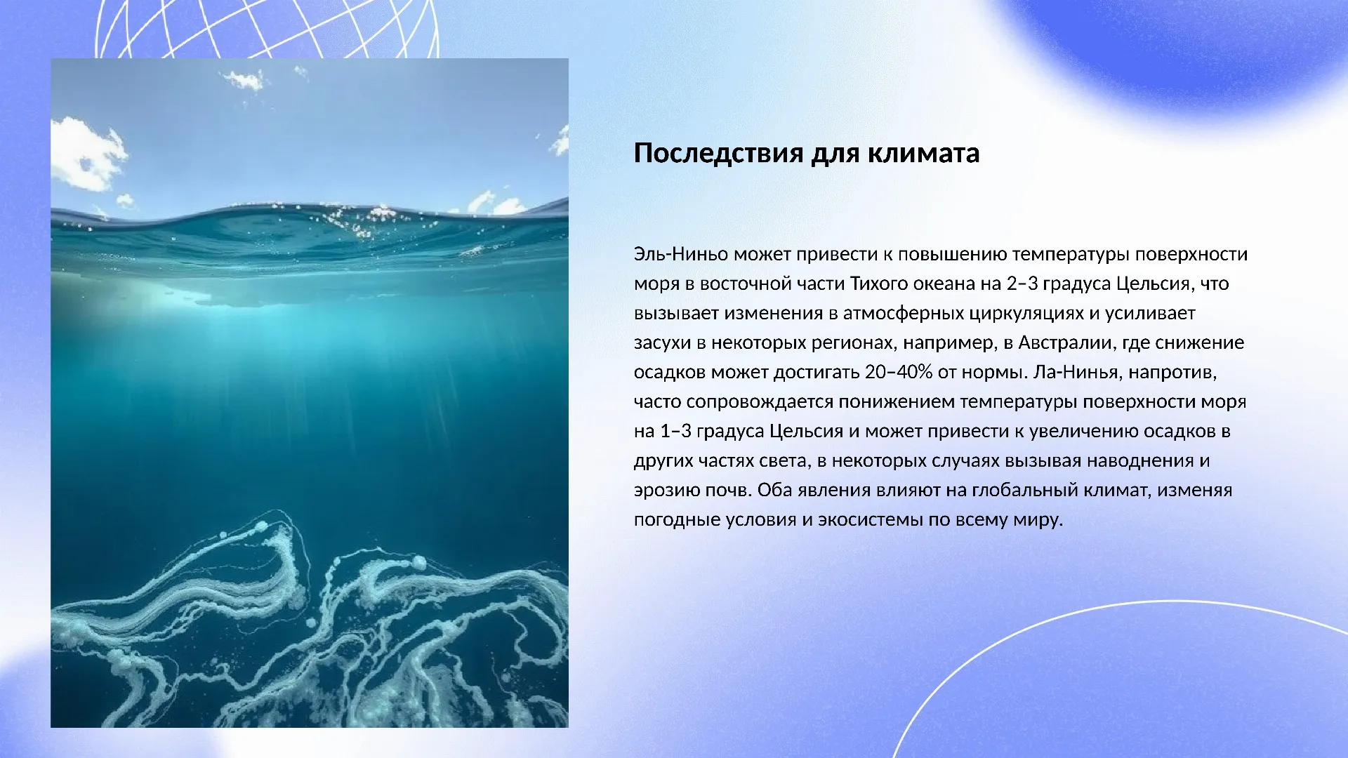 Последствия для климата - слайд для презентации на тему 