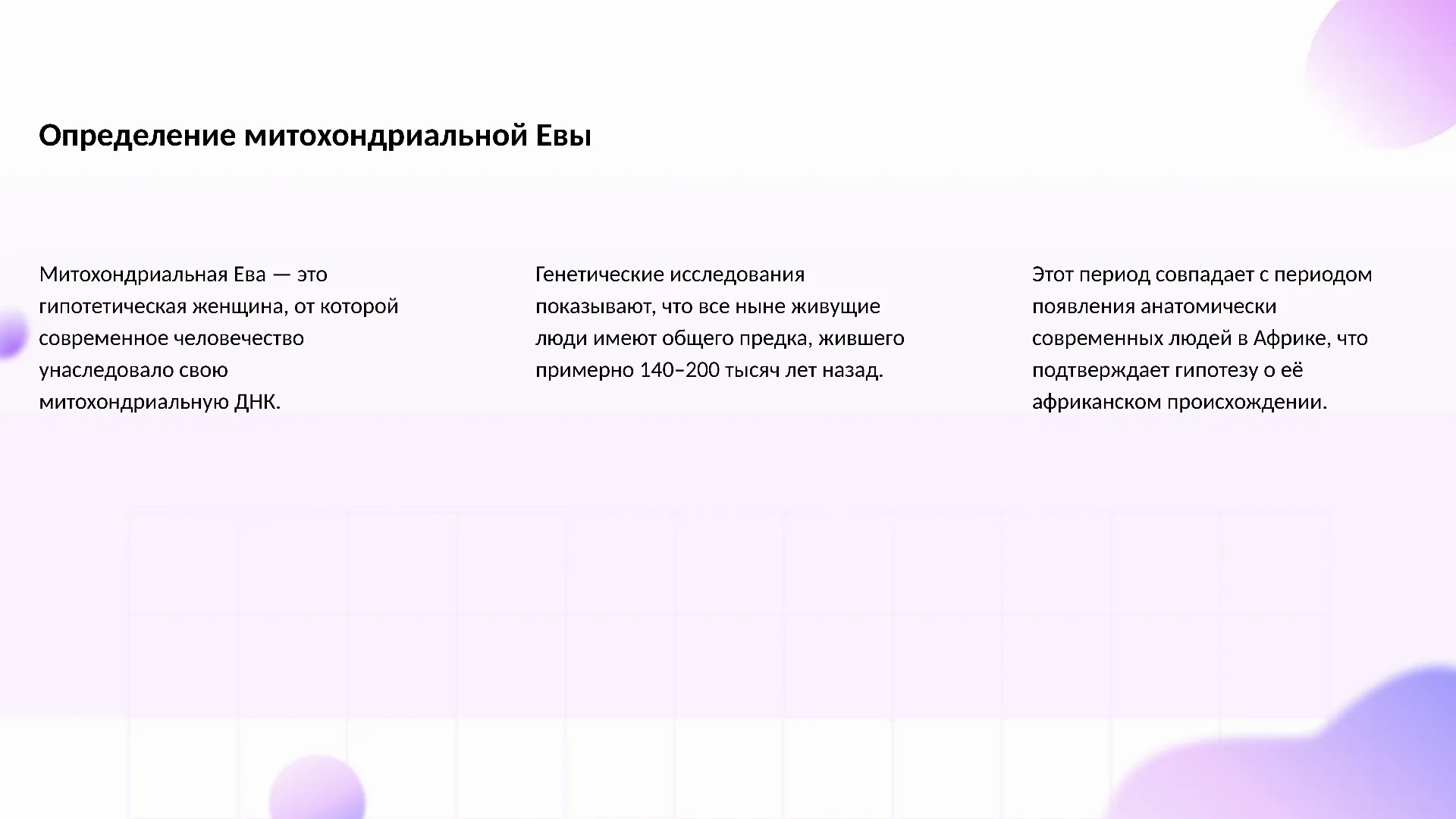 Определение митохондриальной Евы - слайд для презентации на тему 