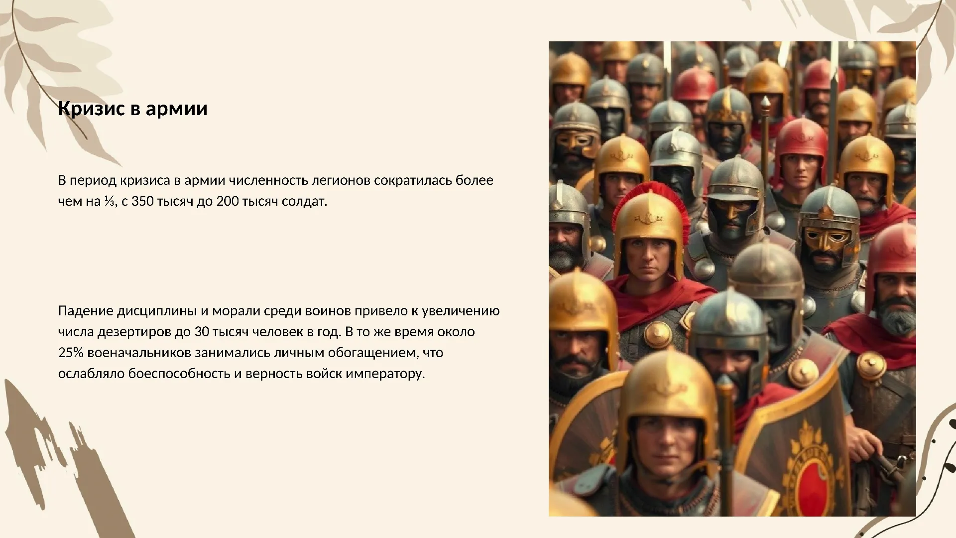 Кризис в армии - слайд для презентации на тему 