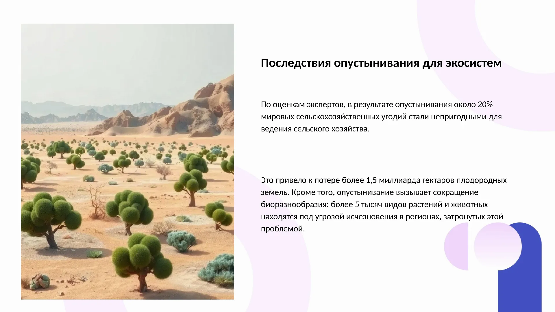 Последствия опустынивания для экосистем - слайд для презентации на тему 