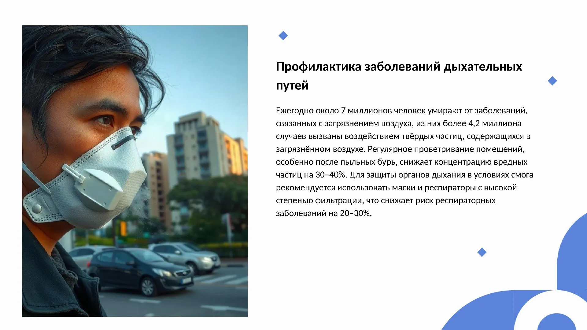 Профилактика заболеваний дыхательных путей - слайд для презентации на тему 
