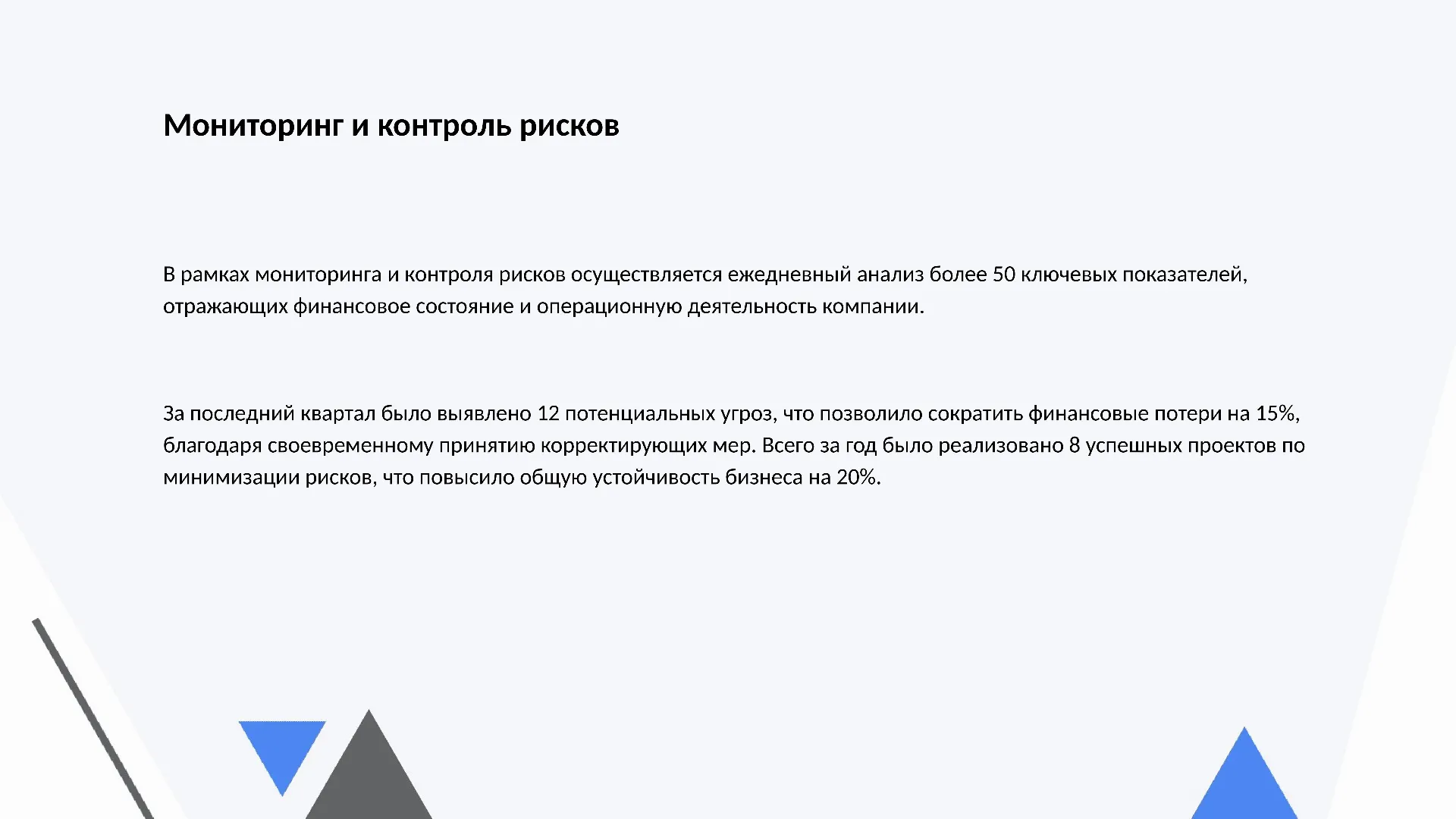 Мониторинг и контроль рисков - слайд для презентации на тему 