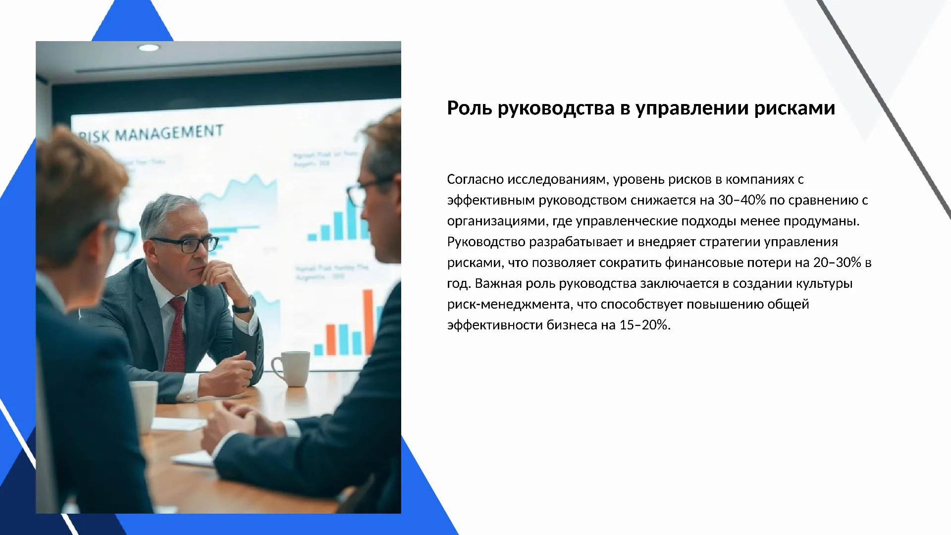 Роль руководства в управлении рисками - слайд для презентации на тему 