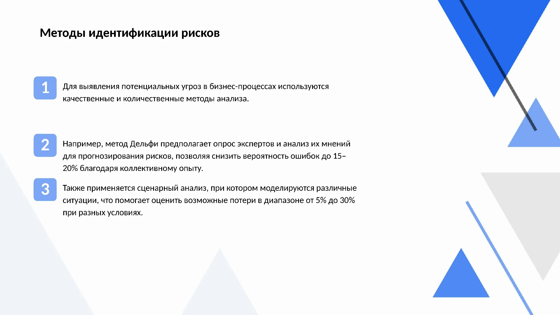 Методы идентификации рисков - слайд для презентации на тему 