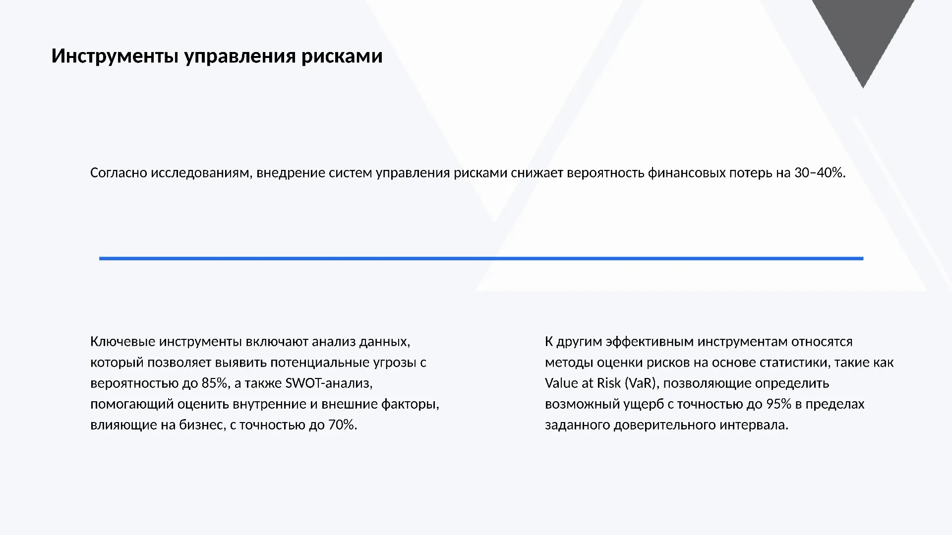 Инструменты управления рисками - слайд для презентации на тему 