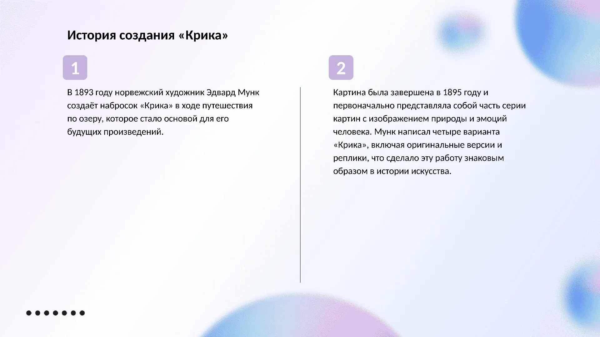История создания «Крика» - слайд для презентации на тему 