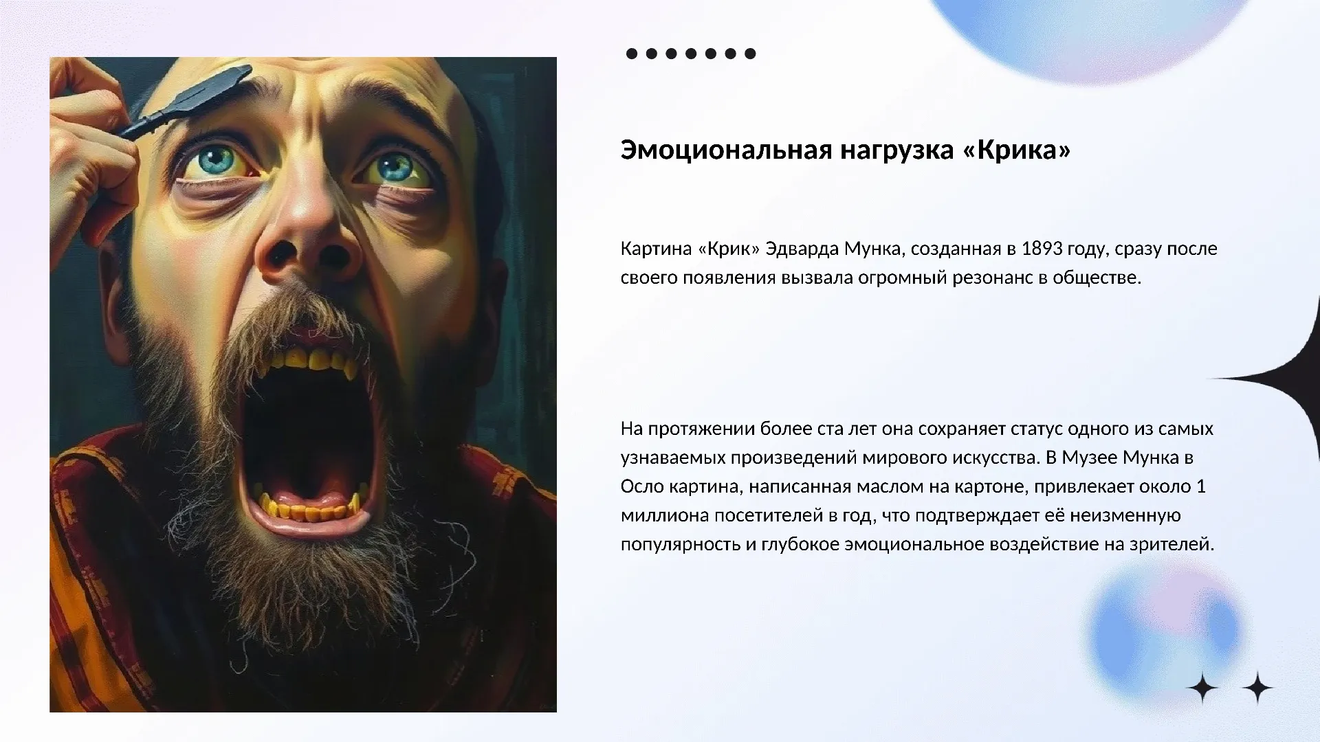 Эмоциональная нагрузка «Крика» - слайд для презентации на тему 