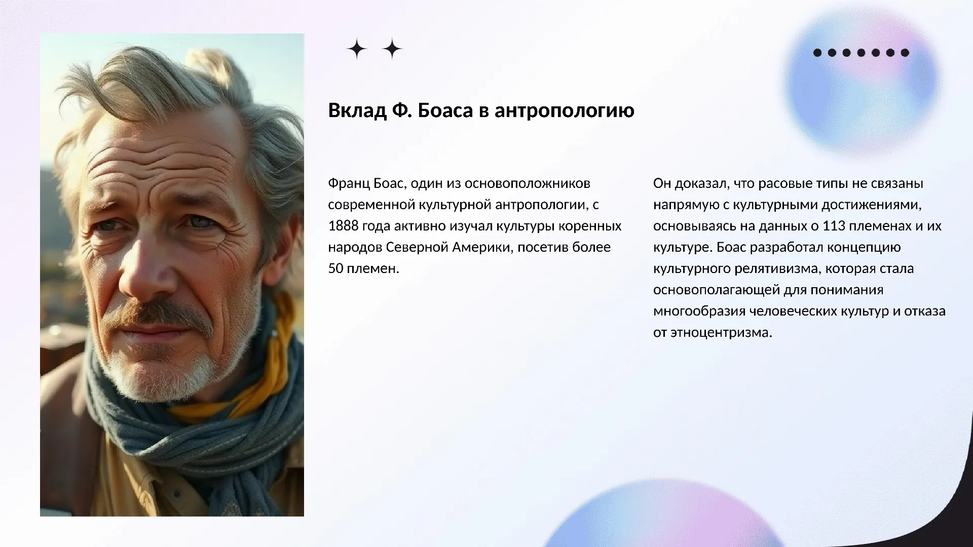 Вклад Ф. Боаса в антропологию - слайд для презентации на тему 