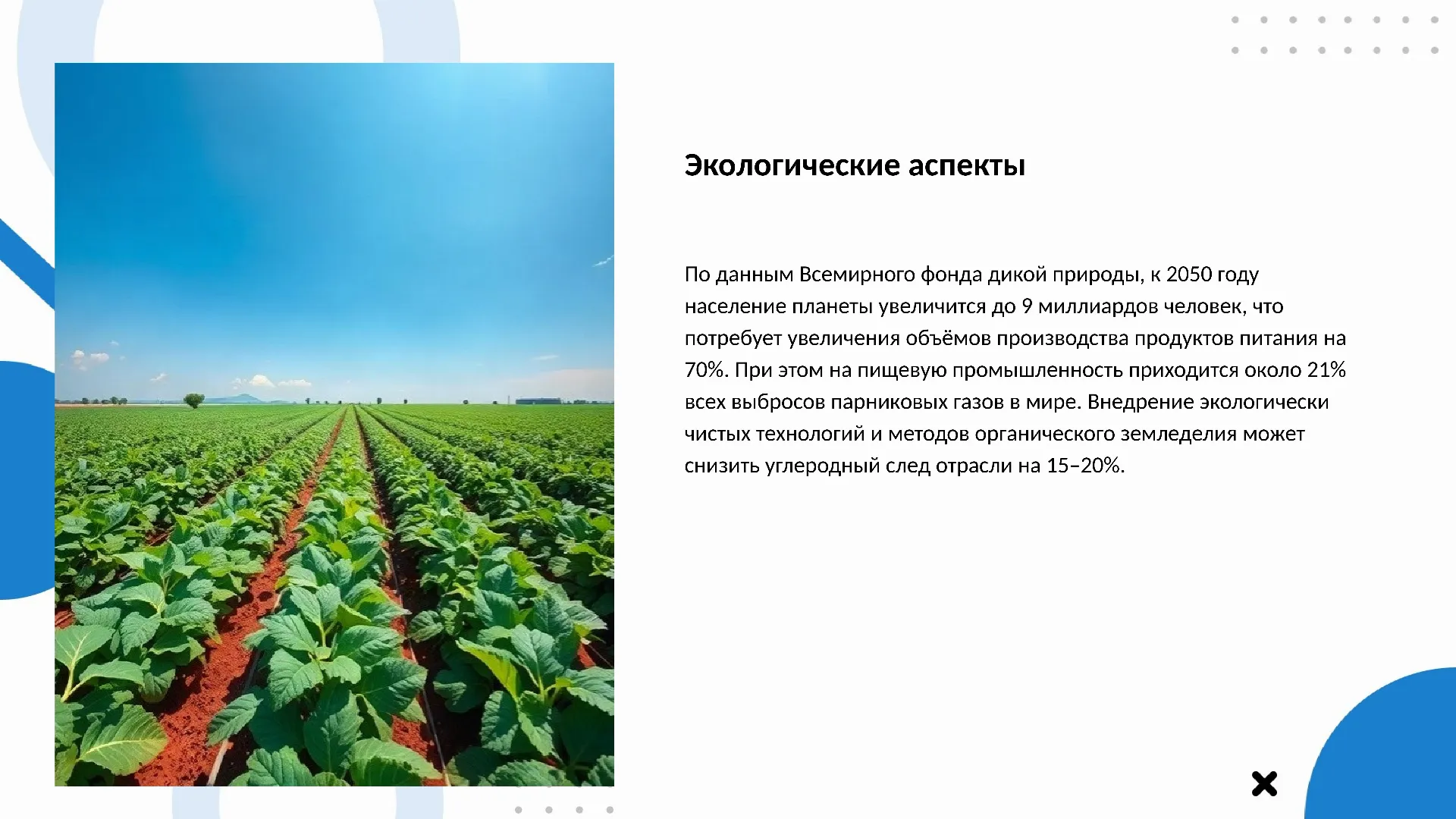 Экологические аспекты - слайд для презентации на тему 